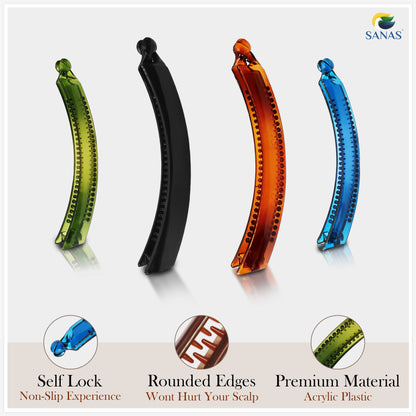 Sanas Korean Hair Accessories Banana Clips - 4Pcs