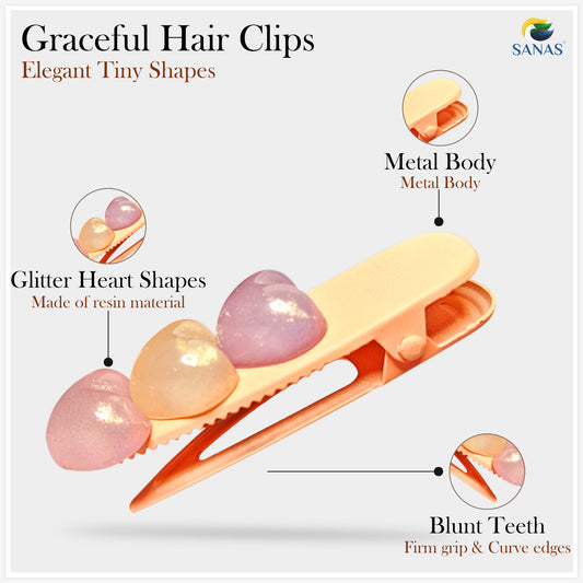 Sanas Orange Floral Baby Barrette - 8Pcs