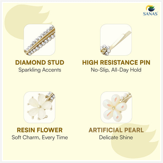 Sanas Flower Bobby Pins For Women 2 Pcs