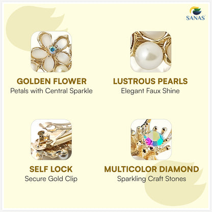 Sanas Flower Rhinestone Barrette For Women 1 Pc
