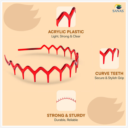 Sanas Long Teeth Hairband For Women - 4Pcs