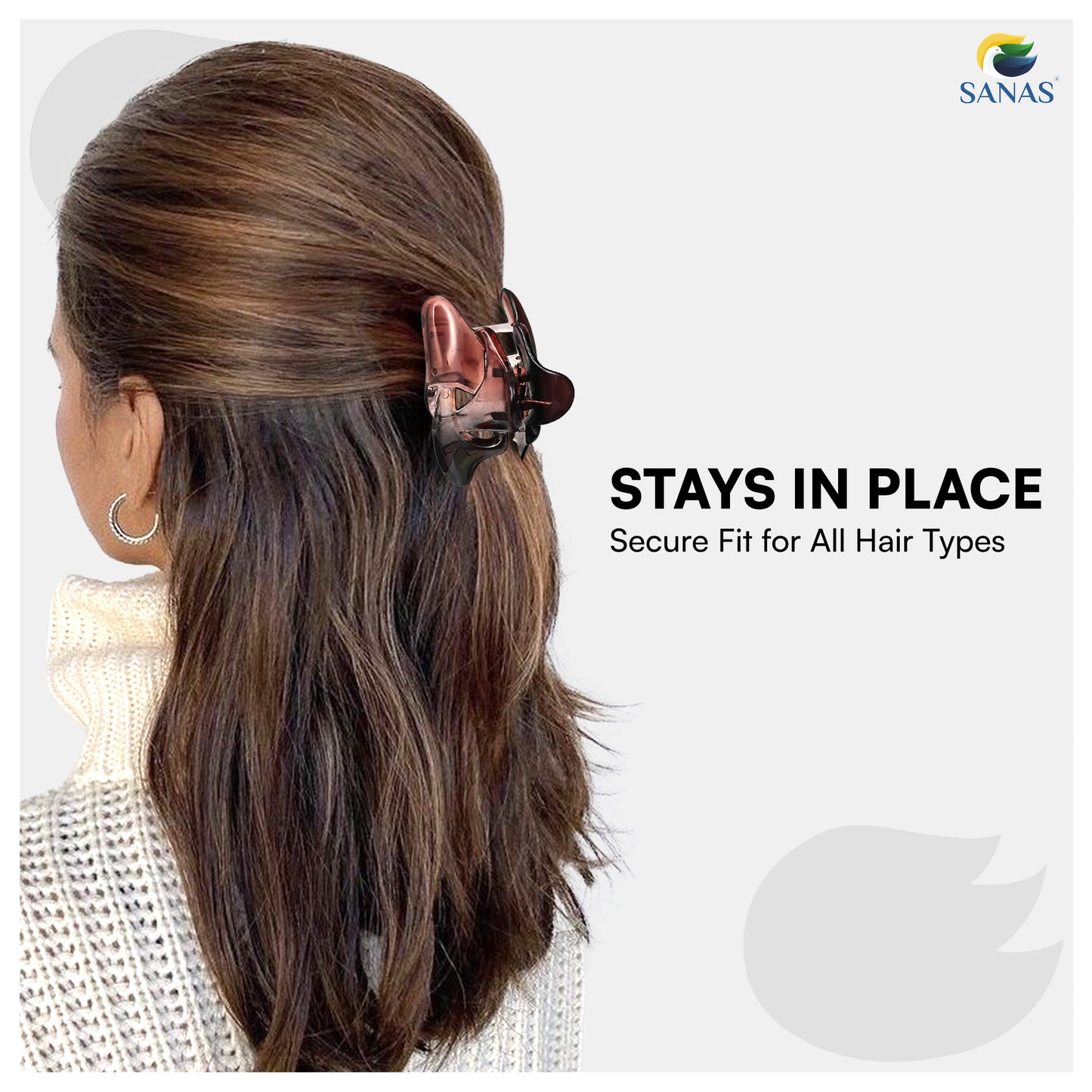 SANAS (2 Pcs) Hair Clips for Girls Stylish Claw Clips Aesthetic Fashion Hair Accessories Versatile Black and Dual Tone (2 Pcs)