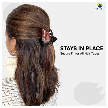 SANAS (2 Pcs) Hair Clips for Girls Stylish Claw Clips Aesthetic Fashion Hair Accessories Versatile Black and Dual Tone (2 Pcs)