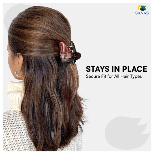 SANAS (2 Pcs) Hair Clips for Girls Stylish Claw Clips Aesthetic Fashion Hair Accessories Versatile Black and Dual Tone (2 Pcs)