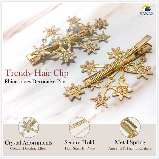 Sanas Tree Star Crystal Hair Pin - 2Pcs