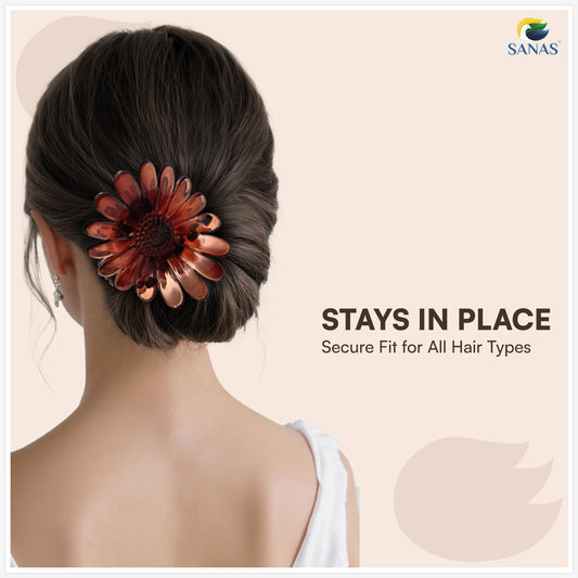 SANAS (3 Pcs) Flower Hair Clips Stylish Sunflower Claw Clips Hair Accessories for Women and Girls Multi Shade Variety (3 Pcs)