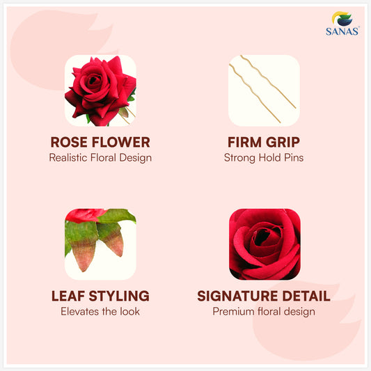Multicolor rose juda pins for wedding hair styling