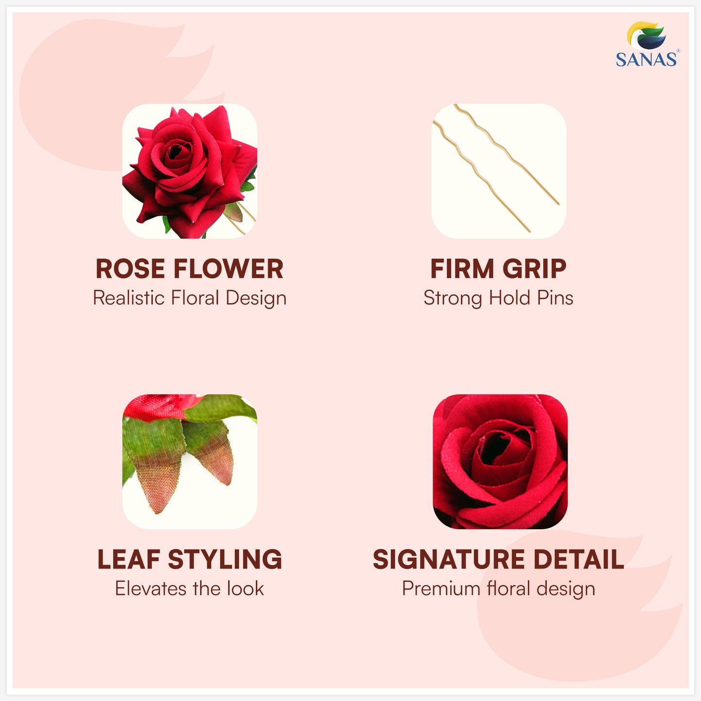 Multicolor rose juda pins for wedding hair styling