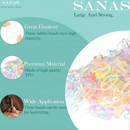 Sanas Medium Elastic Rubber Bands - 1100Pcs (Glossy)