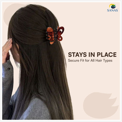 SANAS (4 Pcs) Butterfly Hair Claw Clips Stylish Aesthetic Korean Fashion Hair Accessories for Women and Girls Versatile 4 Shades (4 Pcs)
