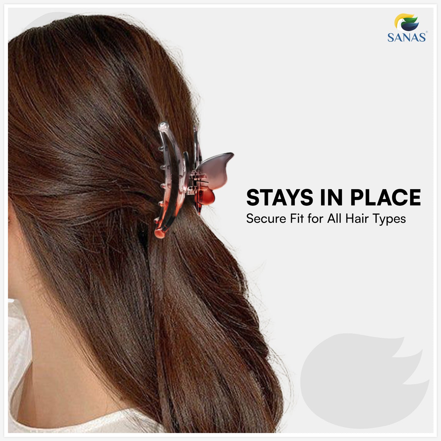 SANAS (2 Pcs) Butterfly Hair Claw Clips Stylish Aesthetic Clutchers Hair Accessories for Women and Girls Trendy Black and Dual Tone (2 Pcs)