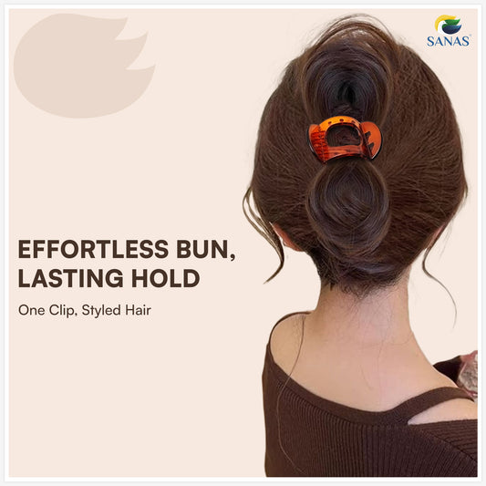 Sanas Small Square Bun Clip For Women 4 Pcs