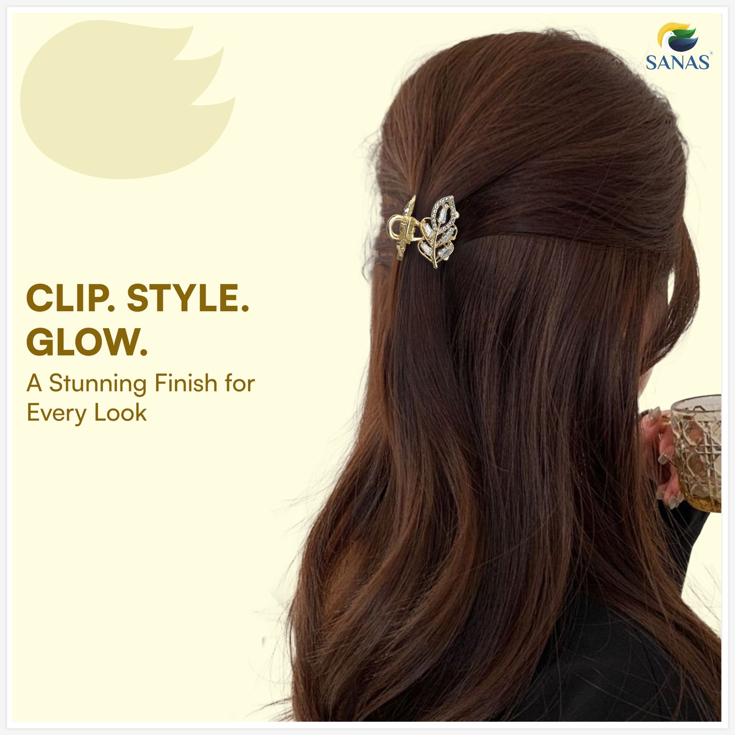 Fashion Hair Barrette Gold Leaf Design for Girls and Women