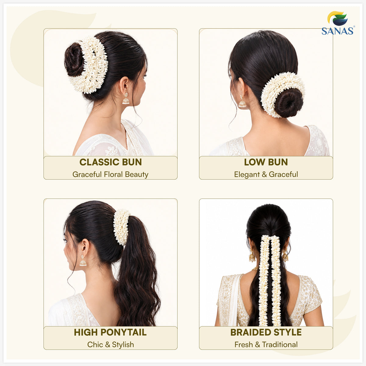 Sanas Scented Artificial Mogara Gajra With Bobby Pins for Hair