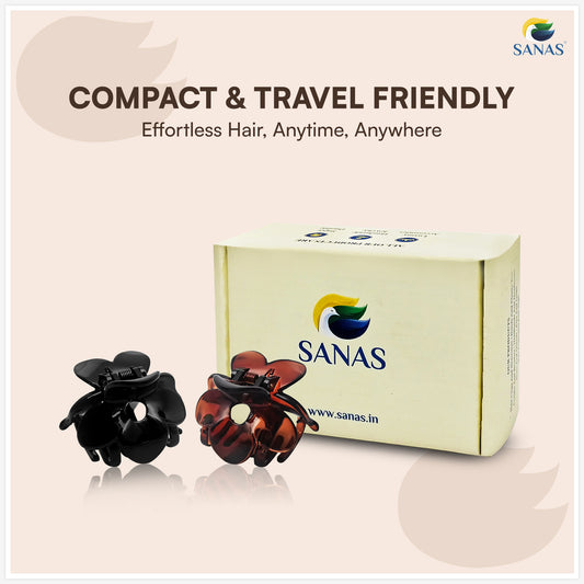 SANAS (3 Pcs) Flower Hair Clips Stylish Clutchers Claw Clips Hair Accessories for Women and Girls Mixed Shade Set (3 Pcs)