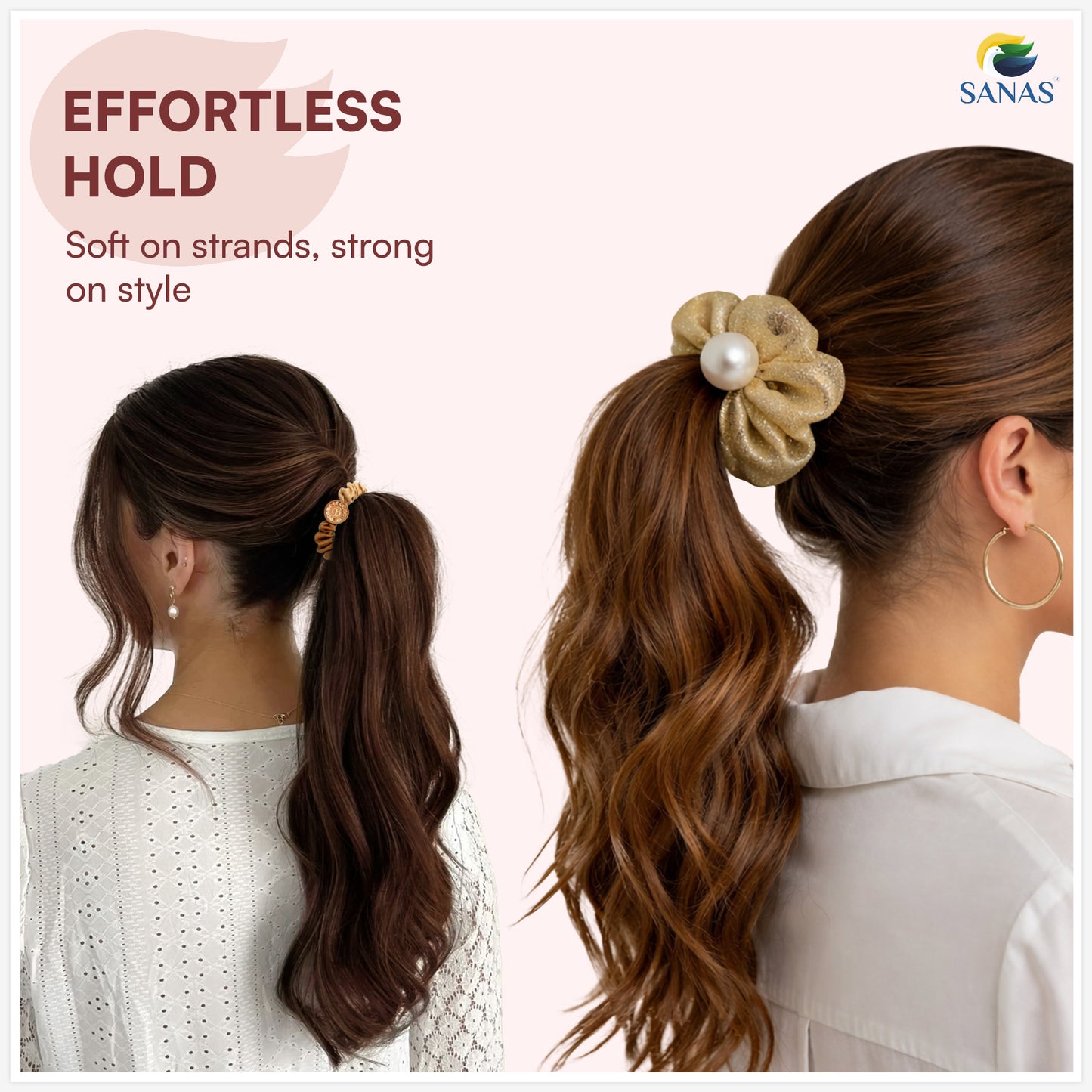 Pearl Scrunchies Set for Ponytails and Buns