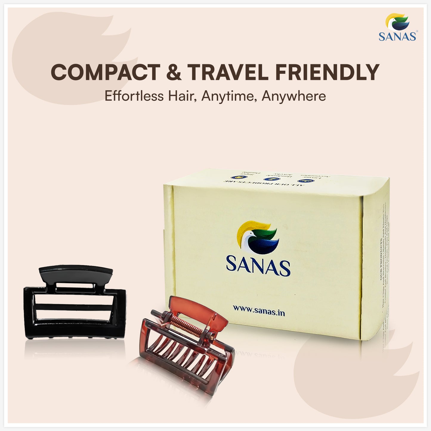 SANAS (3 Pcs) Plastic Hair Claw Clips Stylish Aesthetic Clutchers Hair Accessories for Women and Girls Versatile 3 Shades (3 Pcs)