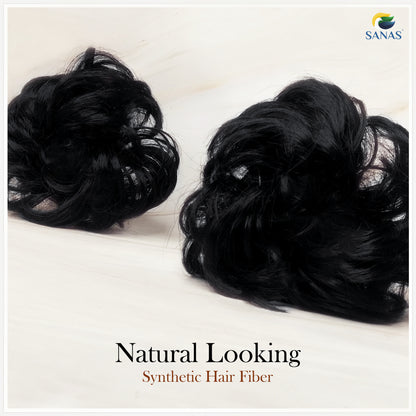 Sanas Black Hair Messy Bun - 2Pcs