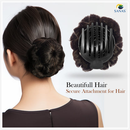 Sanas Brown Bun Clip Hair Extension - 1Pc