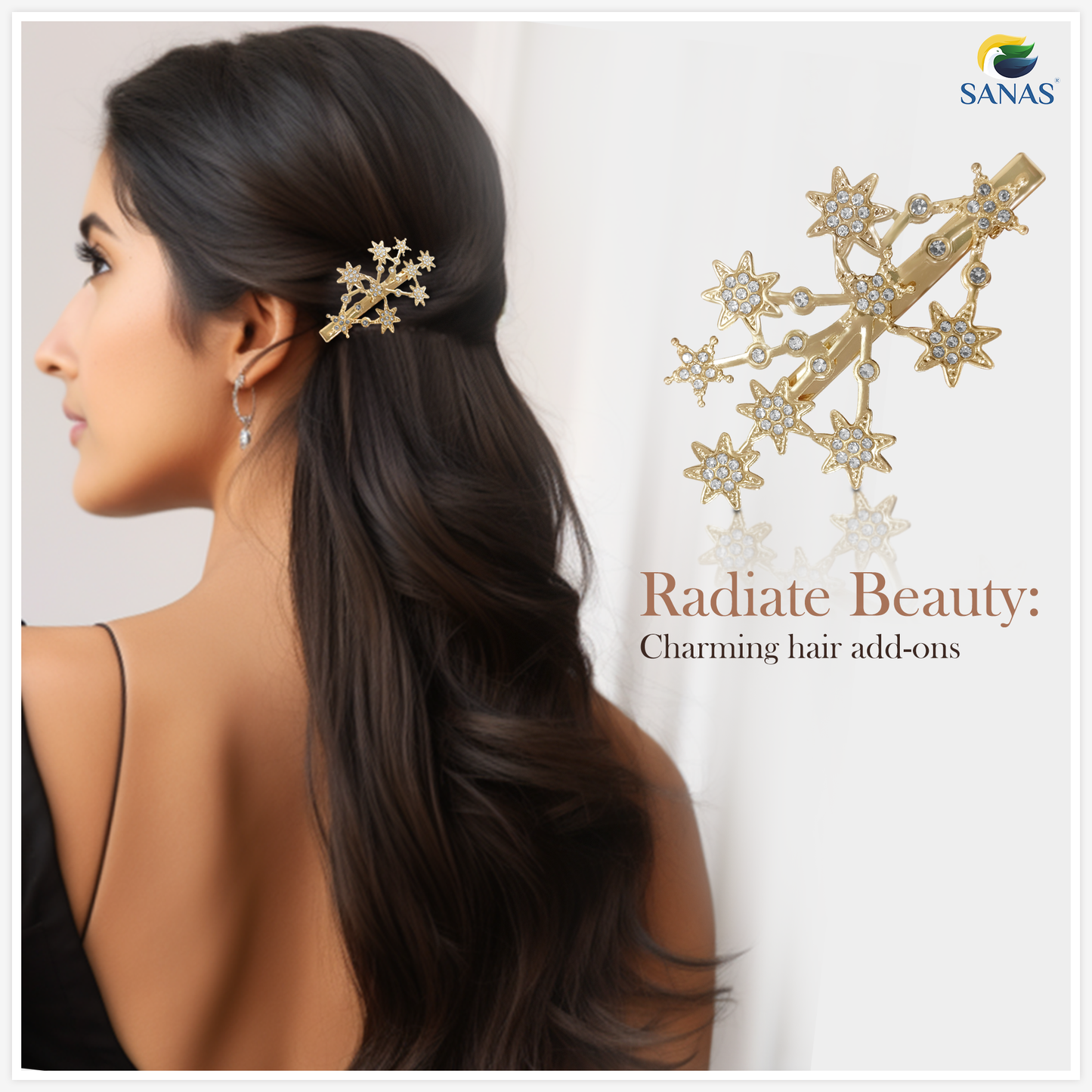 Sanas Tree Star Crystal Hair Pin - 2Pcs