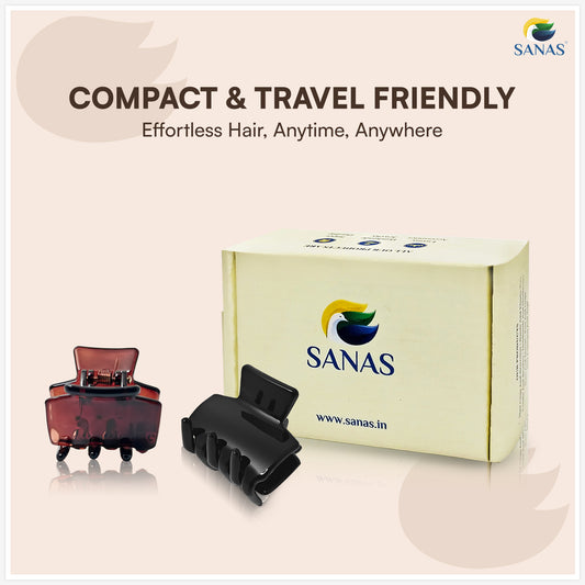 SANAS (4 Pcs) Plastic Hair Claw Clips Stylish Aesthetic Clutchers Hair Accessories for Women and Girls Versatile 4 Shades (4 Pcs)