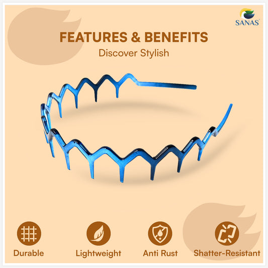 Sanas Long Teeth Hairband For Women - 4Pcs