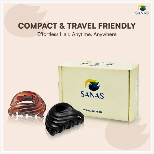 SANAS (3 Pcs) Korean Hair Claw Clips Stylish Aesthetic Clutchers Hair Accessories for Women and Girls Black Brown and Dual Tone (3 Pcs)