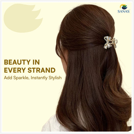 Sanas Tiny Crystal Knot Hair Clip For Women 1 Pc
