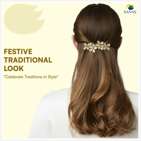 Sanas Flower Rhinestone Barrette For Women 1 Pc