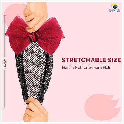 SANAS (1 Pc) Hair Clip Juda Net Shiny Red Mesh Pattern Hair Accessories for Women (1 Pc)