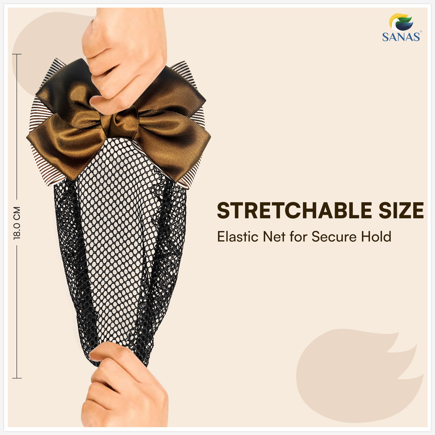 Sanas hair clip juda net brown for women (1Pc)