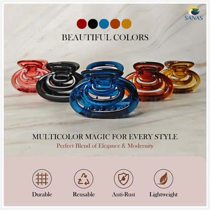 SANAS (4 Pcs) Acrylic Hair Clips Medium Trendy Non Slip Claw Clips Hair Accessories for Women (4 Pcs)
