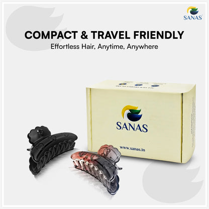 SANAS (2 Pcs) Stylish Hair Claw Clips Aesthetic Clutchers Hair Accessories for Women and Girls Versatile Black and Dual Tone (2 Pcs)