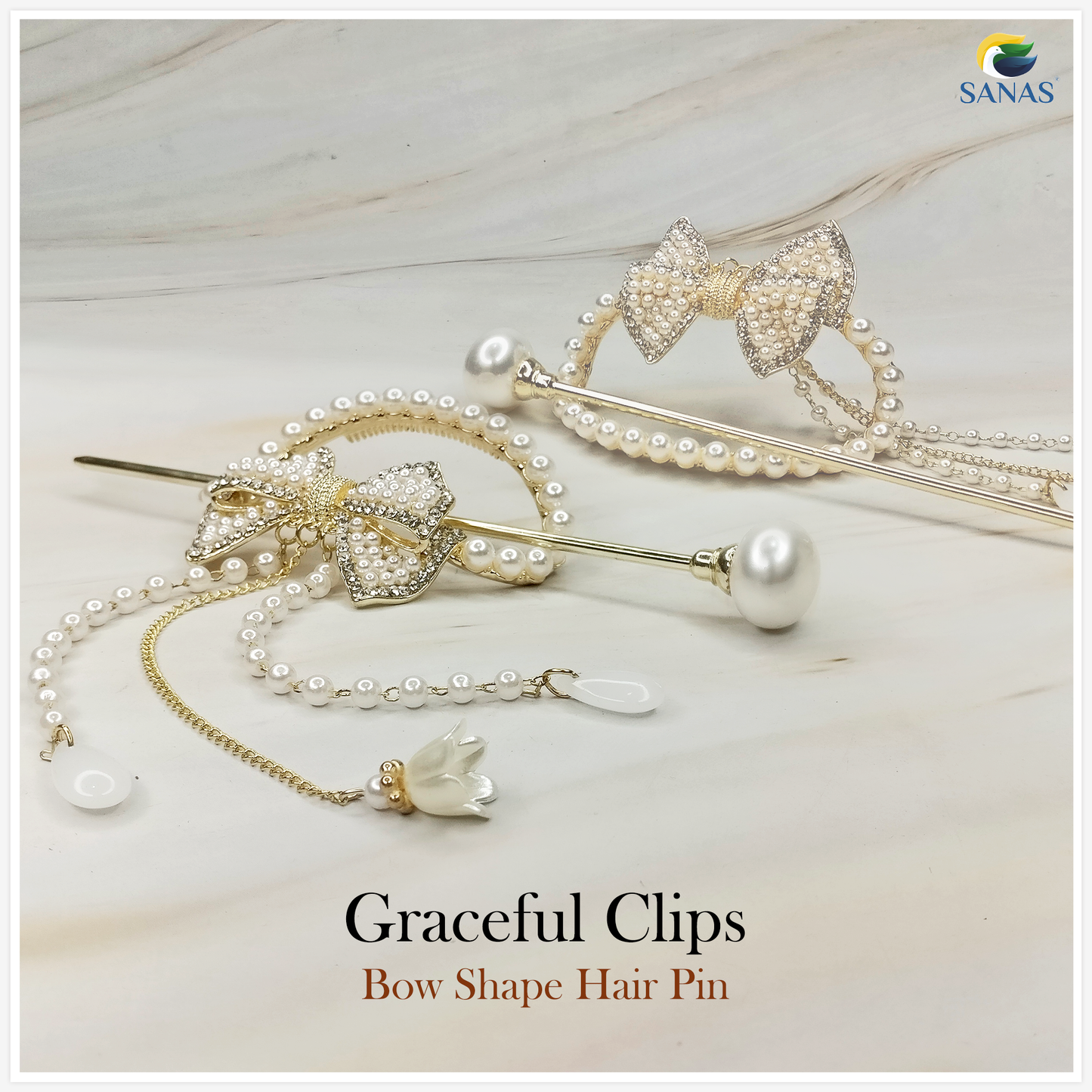 Pearl Tassel Hair Pin with Bow Design for Bridal and Festive Looks