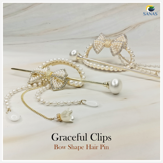 Pearl Tassel Hair Pin with Bow Design for Bridal and Festive Looks