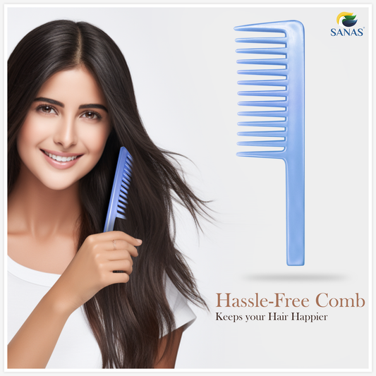 Sanas Wide Teeth Shower Shampoo Comb 2Pcs Assorted Colours