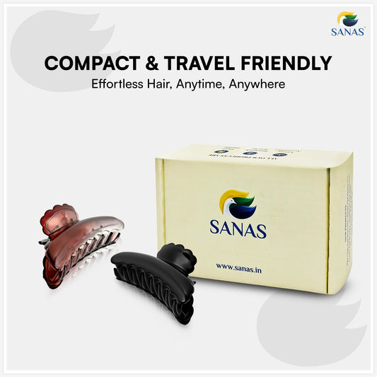 SANAS (2 Pcs) Hair Claw Clips Stylish Aesthetic Clutchers Hair Accessories for Women and Girls Versatile Black and Dual Tone (2 Pcs)