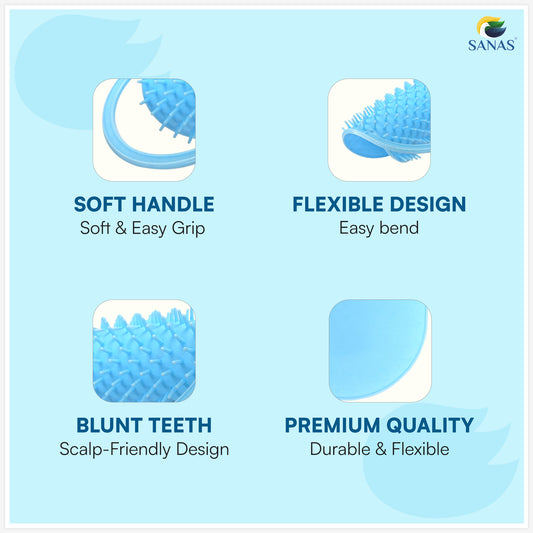 Sanas Soft Rubber Teeth Pocket Comb - 3Pcs