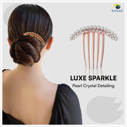 SANAS (3 Pcs) Pearl Hair Metal Comb Hair Accessories for Women (3 Pcs)