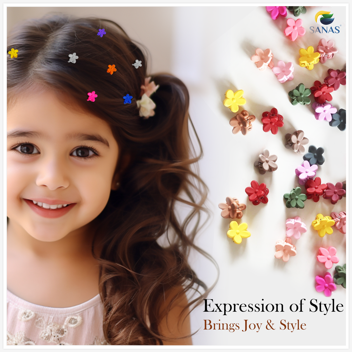 SANAS mini flower claw clips multicolor hair accessories