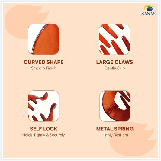 Large fishtail banana hair clip set for women – Sanas hair accessories