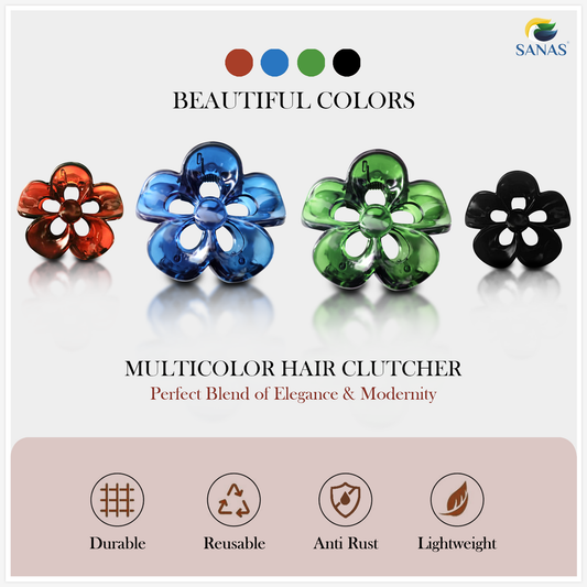 Sanas Flower Twisted Hair Clip - 4Pcs