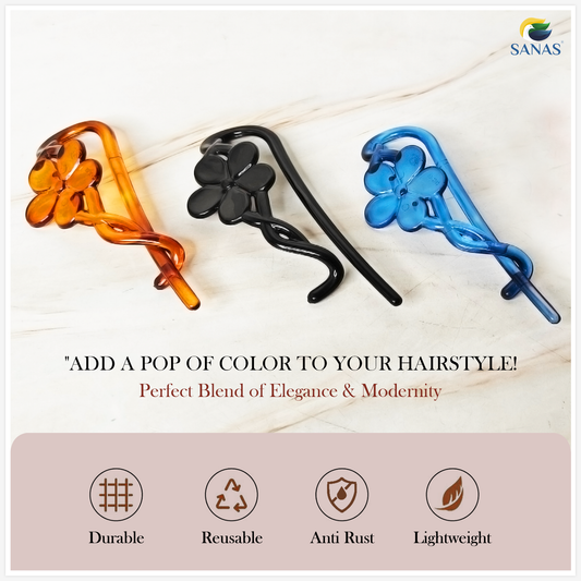 Sanas Flower Twisted Hair Clip - 4Pcs