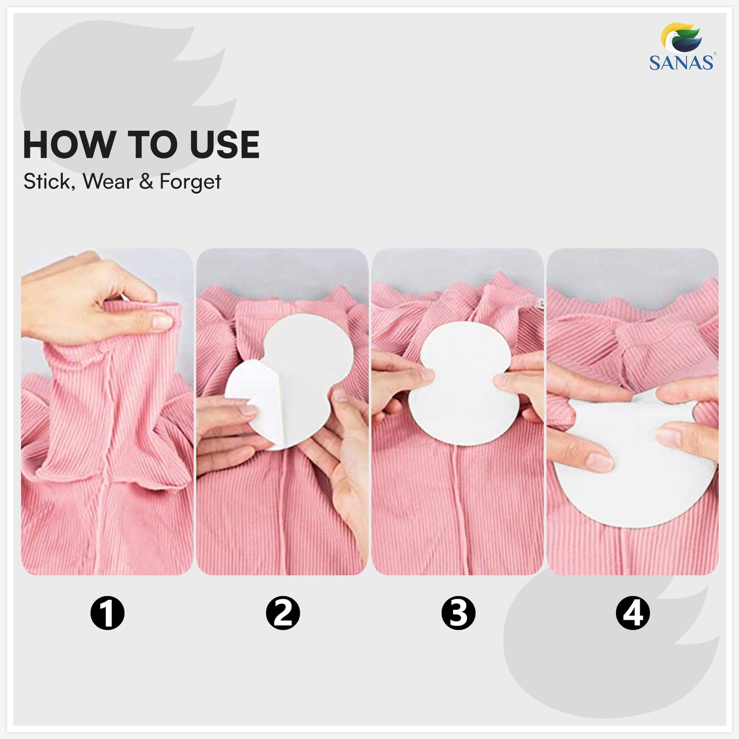 Sanas Disposable Sweat Pads For Underarms - 10Pcs