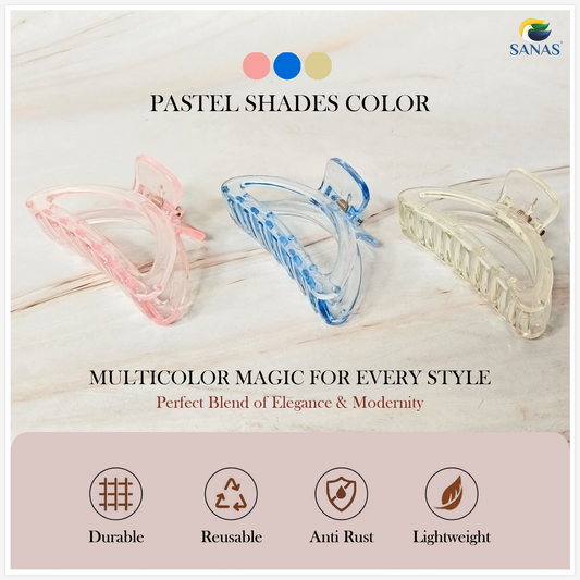 Sanas Butterfly Transparent Den Claw Clips - 3Pc
