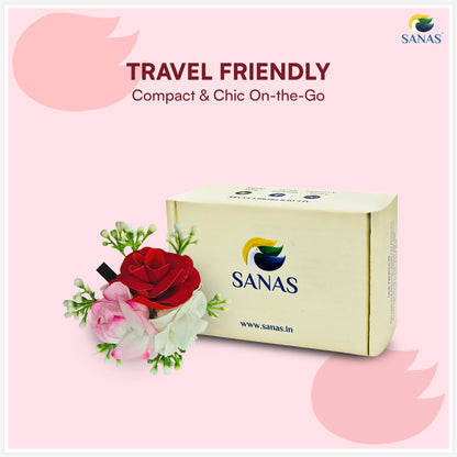 Sanas (2Pcs) Rose Clips For Women Stylish Artificial Flower For Hair Accessories For Woman Wedding Alligator Hair Clips For Girls Hair Flower Accessories For Women (Fancy Red, Pink, White Rose) (2Pcs)