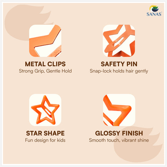 Sanas Multicolor Star Tic-Tac Clips Set of 40