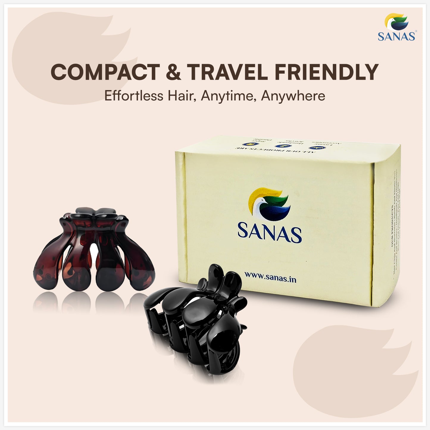 SANAS (3 Pcs) Stylish Plastic Hair Clutchers Trendy Unbreakable Cute Hair Accessories for Women and Girls Versatile 3 Shades (3 Pcs)