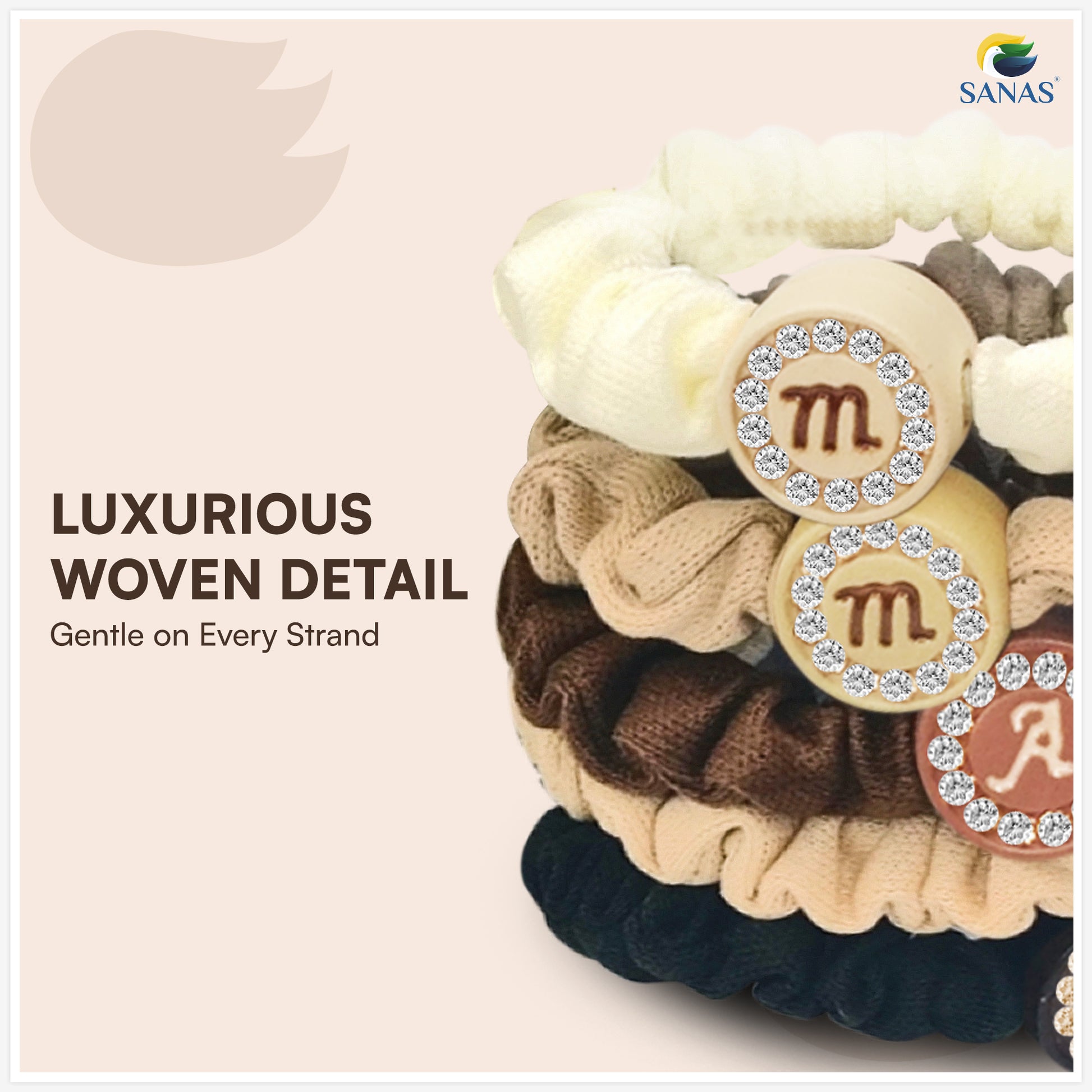 SANAS soft cotton scrunchies for ponytails buns and half-up hairstyles