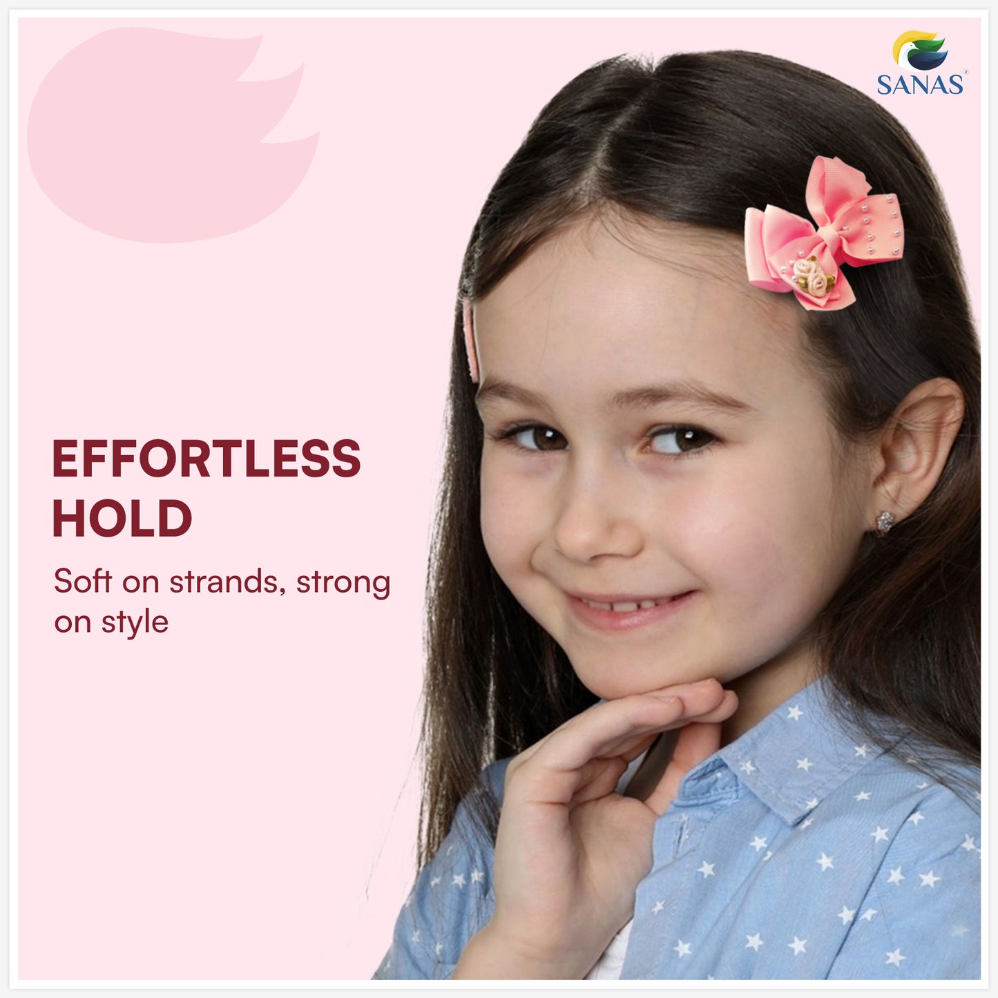 Handmade bow hair pins for girls with elegant floral design